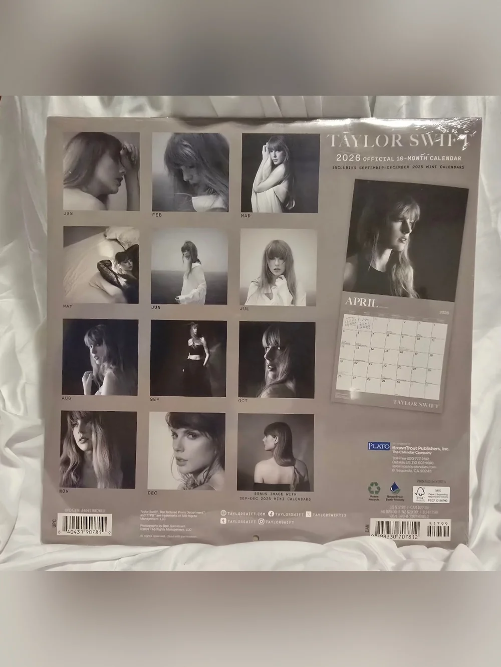 Taylor Swift 2026 Official 16-Month Calendar - Black & Cream Cover